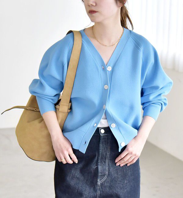 quaranciel「quaranciel:〈手洗い可能〉アゼ Vネック コンパクト ニット カーディガン」|カーディガン|