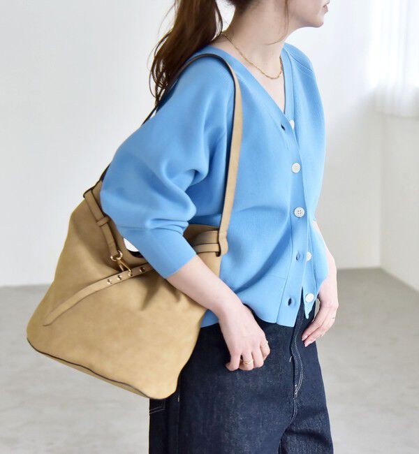 quaranciel「quaranciel:〈手洗い可能〉アゼ Vネック コンパクト ニット カーディガン」|カーディガン|