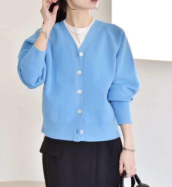 quaranciel「quaranciel:〈手洗い可能〉アゼ Vネック コンパクト ニット カーディガン」|カーディガン|