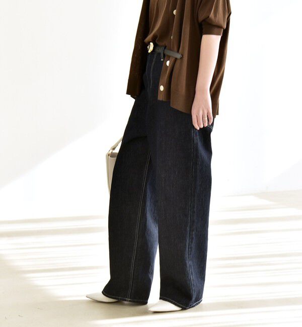 quaranciel「《一部追加予約》quaranciel:〈洗濯機可能〉ハイライズ ルーズ ワイド デニム パンツ」|デニム|