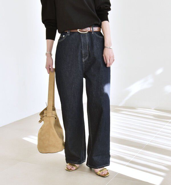 quaranciel「《一部追加予約》quaranciel:〈洗濯機可能〉ハイライズ ルーズ ワイド デニム パンツ」|デニム|