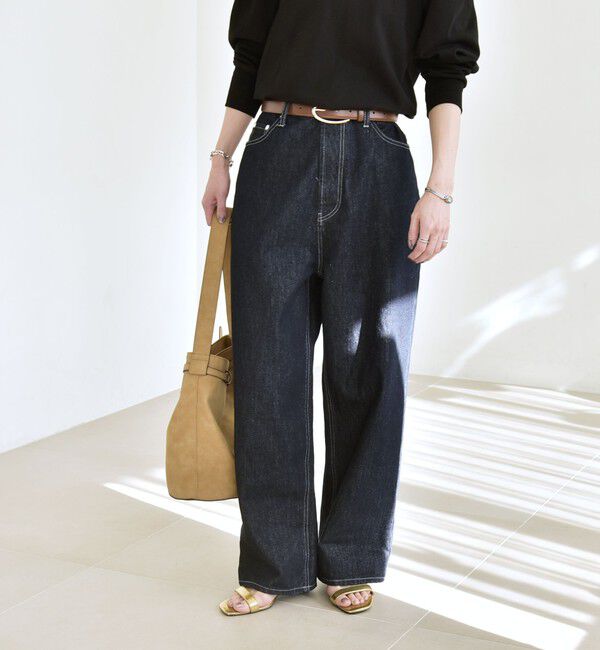 quaranciel「《一部追加予約》quaranciel:〈洗濯機可能〉ハイライズ ルーズ ワイド デニム パンツ」|デニム|