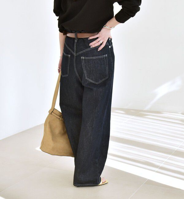 quaranciel「《一部追加予約》quaranciel:〈洗濯機可能〉ハイライズ ルーズ ワイド デニム パンツ」|デニム|