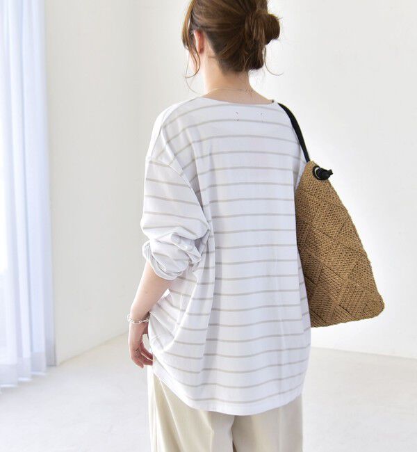 quaranciel「quaranciel:〈洗濯機可能〉ボーダー ビッグ スキッパー プルオーバー」|Tシャツ・カットソー|