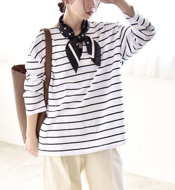 quaranciel「quaranciel:〈洗濯機可能〉ボーダー ビッグ スキッパー プルオーバー」|Tシャツ・カットソー|