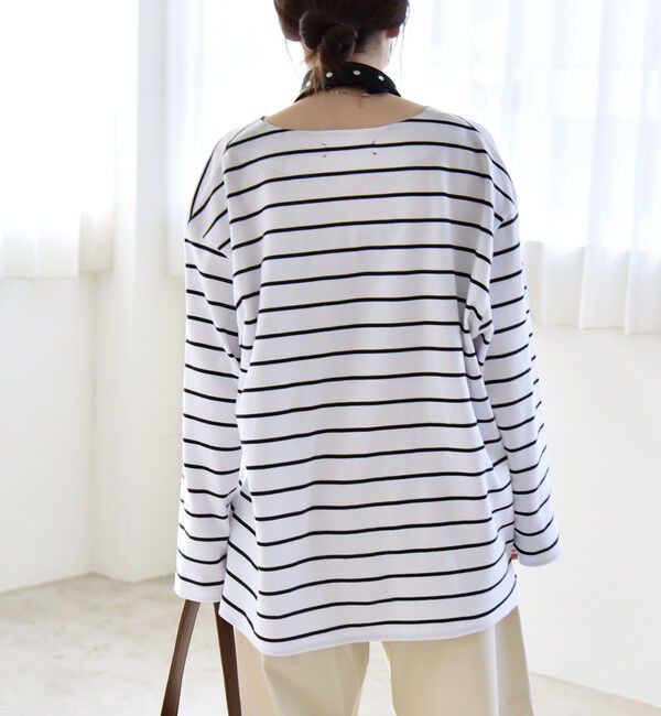 quaranciel「quaranciel:〈洗濯機可能〉ボーダー ビッグ スキッパー プルオーバー」|Tシャツ・カットソー|