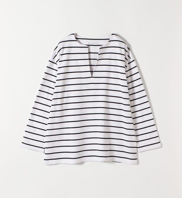 quaranciel「quaranciel:〈洗濯機可能〉ボーダー ビッグ スキッパー プルオーバー」|Tシャツ・カットソー|