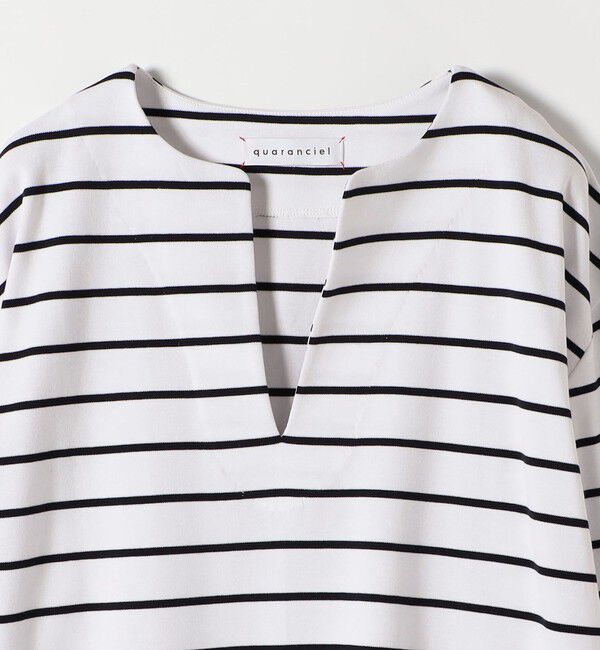 quaranciel「quaranciel:〈洗濯機可能〉ボーダー ビッグ スキッパー プルオーバー」|Tシャツ・カットソー|