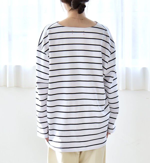 quaranciel「quaranciel:〈洗濯機可能〉ボーダー ビッグ スキッパー プルオーバー」|Tシャツ・カットソー|