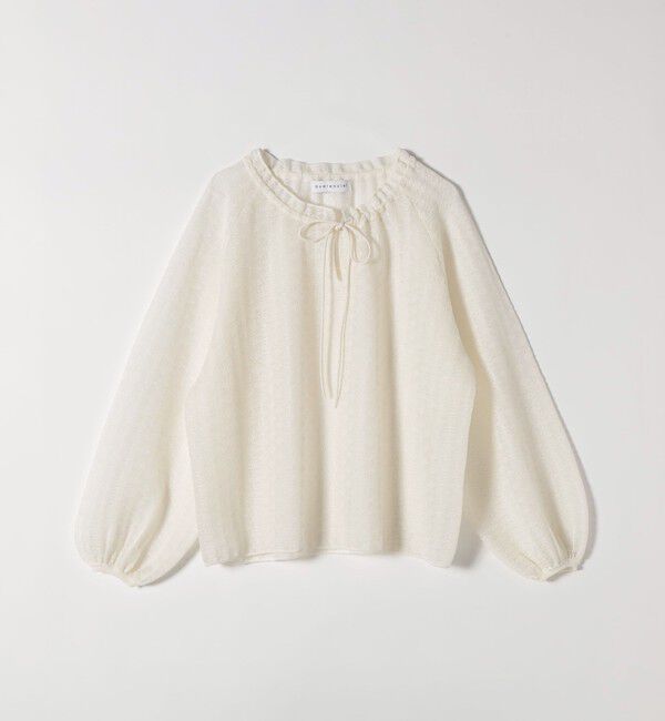 quaranciel「quaranciel:〈手洗い可能〉レース ジャカード ギャザー リボン プルオーバー」|シャツ・ブラウス|