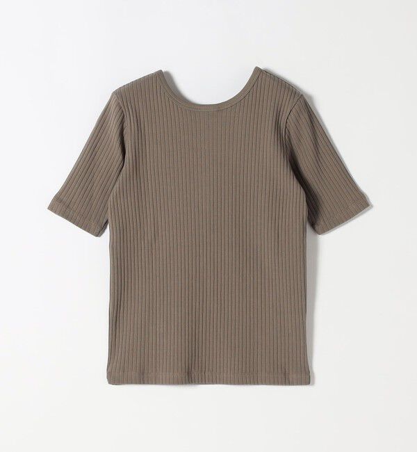 quaranciel「quaranciel:〈洗濯機可能〉テレコ リブ クルー ヘンリー 2way ハーフスリーブ TEE」|Tシャツ・カットソー|