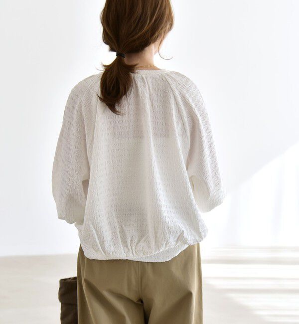 quaranciel「quaranciel:〈洗濯機可能〉ジャカード ジャージー クルーネック プルオーバー」|Tシャツ・カットソー|