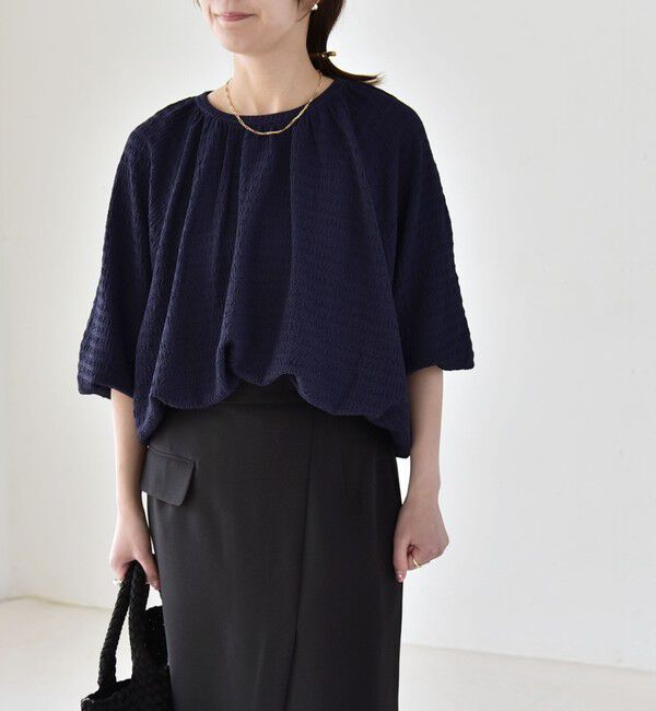 quaranciel「quaranciel:〈洗濯機可能〉ジャカード ジャージー クルーネック プルオーバー」|Tシャツ・カットソー|