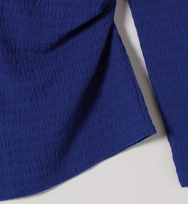 quaranciel「quaranciel:〈洗濯機可能〉ジャカード ジャージー Vネック ギャザー カーディガン」|カーディガン|