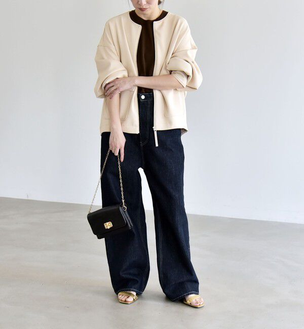 quaranciel「quaranciel:〈洗濯機可能〉ダンボール ノーカラー コンパクト ブルゾン」|ブルゾン・スタジャン|