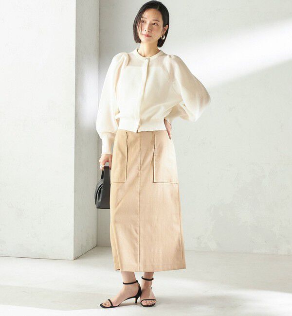 SHIPS for women「〈手洗い可能〉メランジ シアー パフ スリーブ カーディガン」|カーディガン|