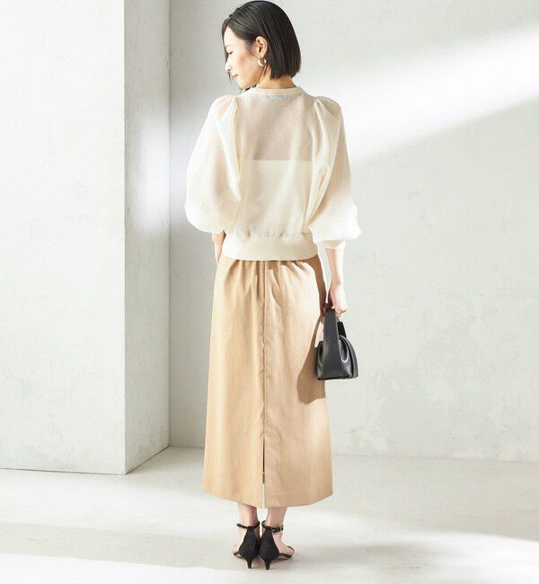 SHIPS for women「〈手洗い可能〉メランジ シアー パフ スリーブ カーディガン」|カーディガン|