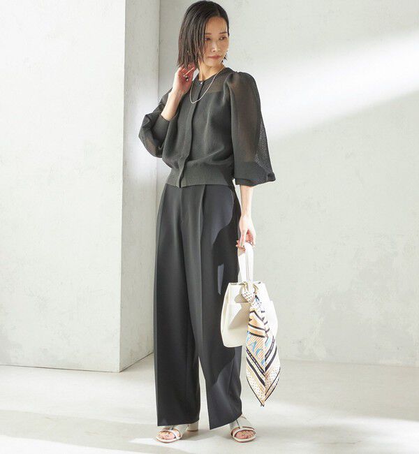 SHIPS for women「〈手洗い可能〉メランジ シアー パフ スリーブ カーディガン」|カーディガン|