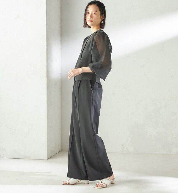 SHIPS for women「〈手洗い可能〉メランジ シアー パフ スリーブ カーディガン」|カーディガン|