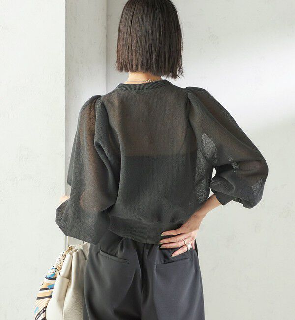 SHIPS for women「〈手洗い可能〉メランジ シアー パフ スリーブ カーディガン」|カーディガン|