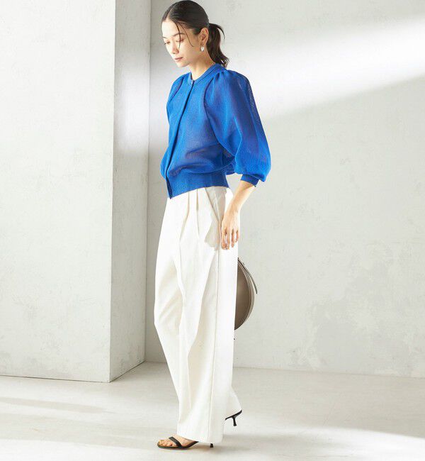 SHIPS for women「〈手洗い可能〉メランジ シアー パフ スリーブ カーディガン」|カーディガン|