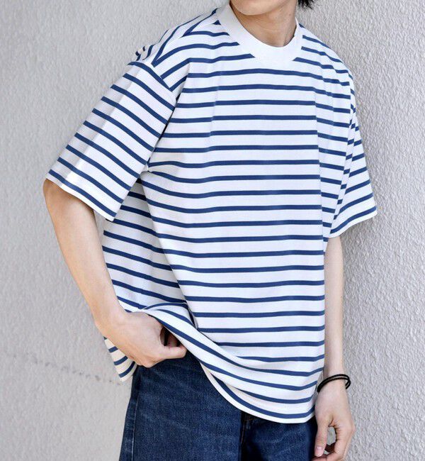 SHIPS any「SHIPS any:〈洗濯機可能〉デザイン リブ ベーシック ボーダー Tシャツ◆」|Tシャツ・カットソー|ホワイト