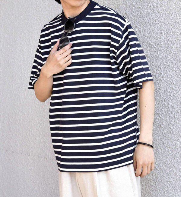 SHIPS any「SHIPS any:〈洗濯機可能〉デザイン リブ ベーシック ボーダー Tシャツ◆」|Tシャツ・カットソー|ネイビー