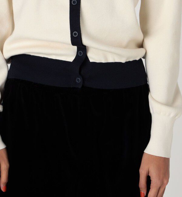 CABaN「コットンカシミヤ バイカラークルーネックカーディガン」|カーディガン|