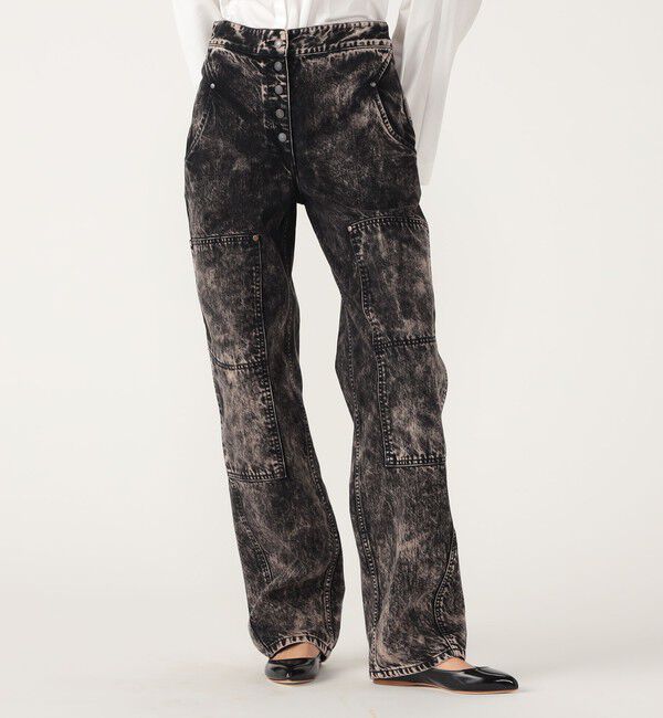 DES PRES「ケミカルウォッシュデニム ハイウエストラウンドパンツ」|デニム|