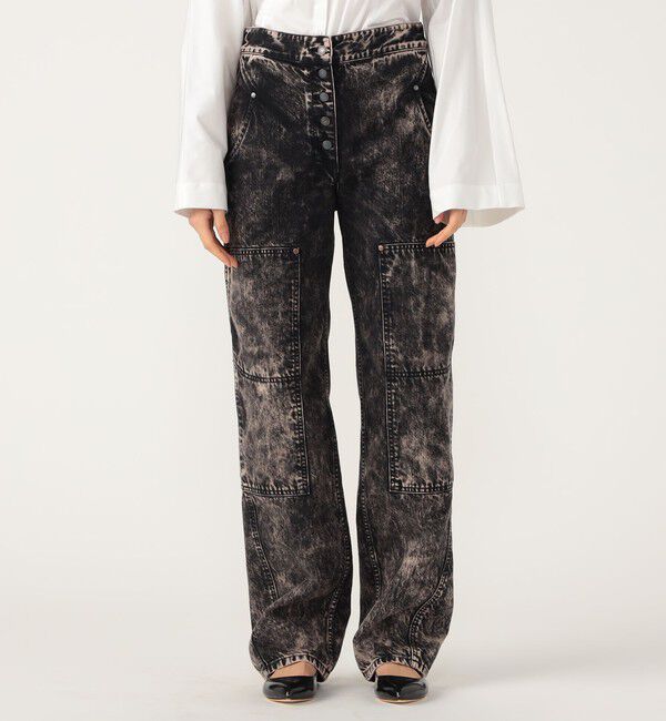 DES PRES「ケミカルウォッシュデニム ハイウエストラウンドパンツ」|デニム|