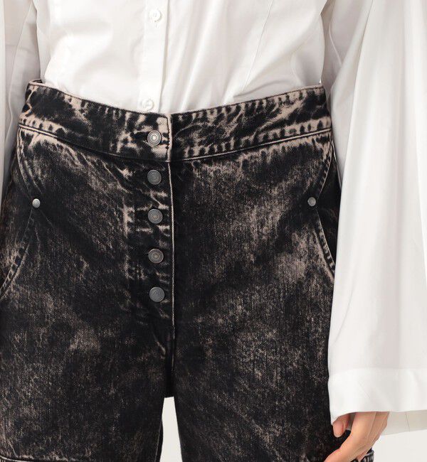 DES PRES「ケミカルウォッシュデニム ハイウエストラウンドパンツ」|デニム|