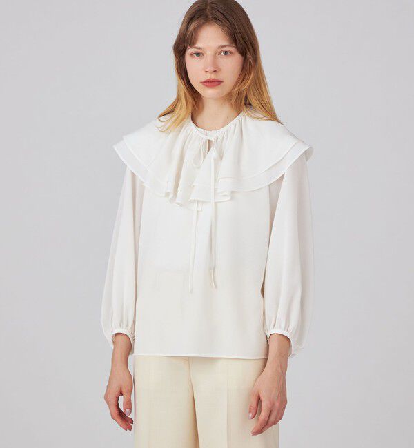 Ballsey「シアートロ ラッフルカラーブラウス」|シャツ・ブラウス|