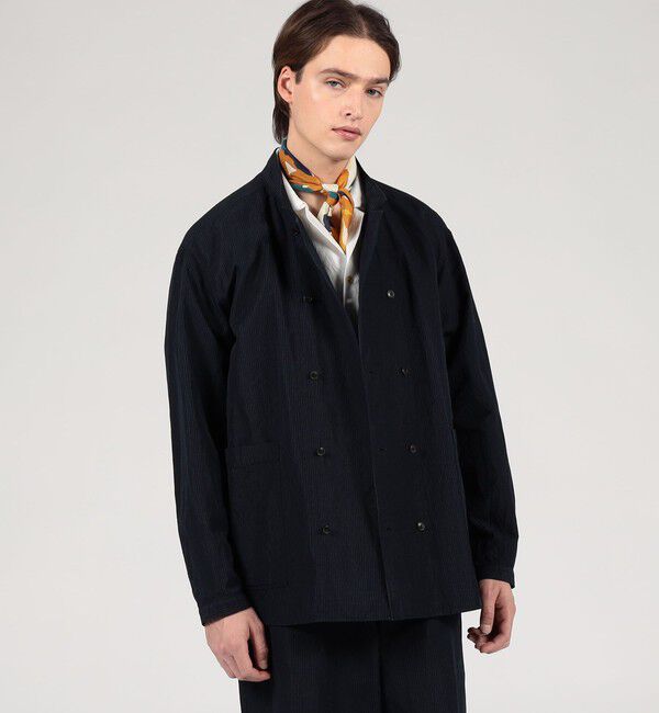 TOMORROWLAND MENS「コットンリネンシルク ダブルブレスト シャツジャケット」|ブルゾン・スタジャン|