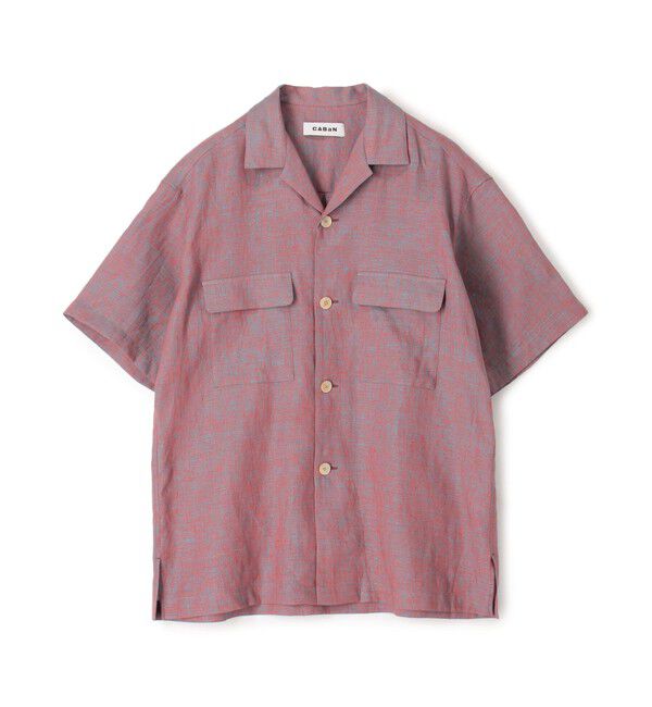 CABaN「CABaN リネン オープンカラーシャツ」|シャツ・ブラウス|35 レッド