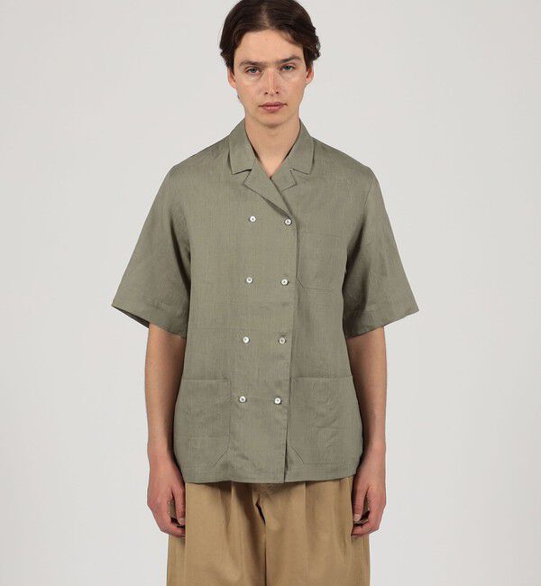 TOMORROWLAND MENS「リネン ダブルブレステッド ハーフスリーブシャツ」|シャツ・ブラウス|