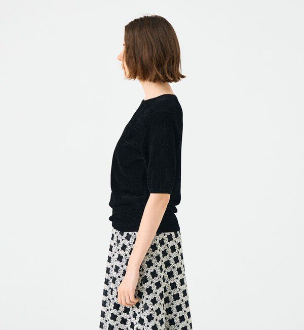 Ballsey「ストレッチベルベット ハーフスリーブプルオーバー」|ニット・セーター|