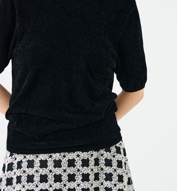 Ballsey「ストレッチベルベット ハーフスリーブプルオーバー」|ニット・セーター|