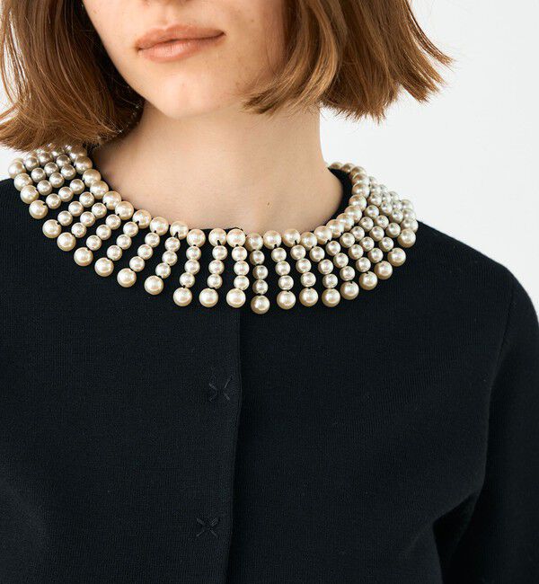 Ballsey「ウールポリエステルパールコンビ クルーネックカーディガン」|カーディガン|