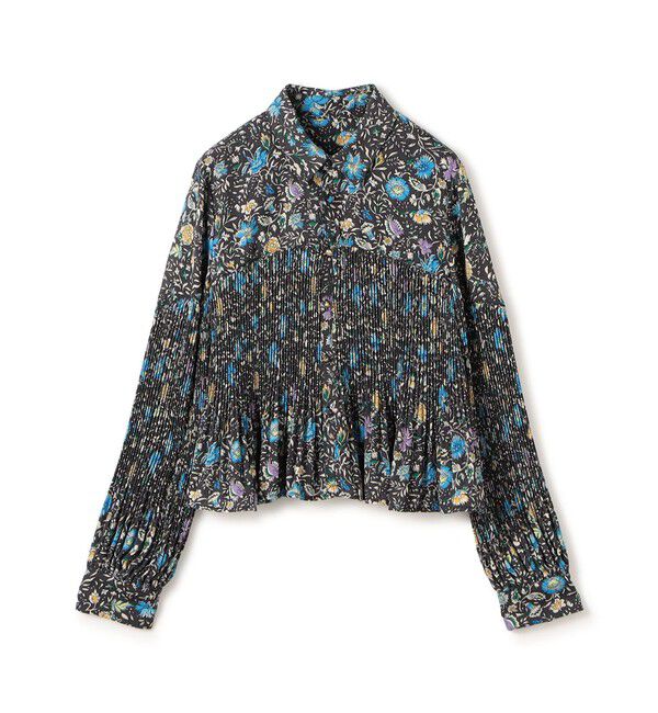 SOULEIADO「ポリエステルプリーツ レギュラーカラーブラウス」|シャツ・ブラウス|16 ブラック系