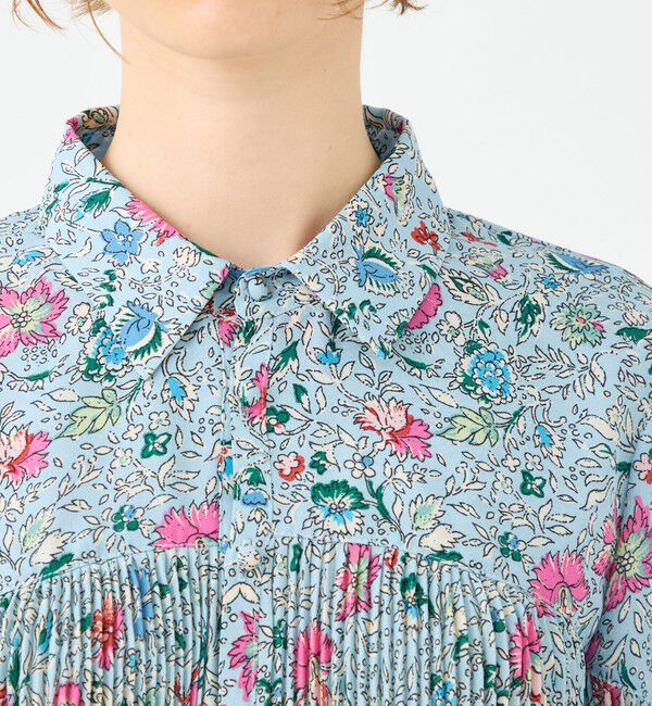 SOULEIADO「ポリエステルプリーツ レギュラーカラーブラウス」|シャツ・ブラウス|