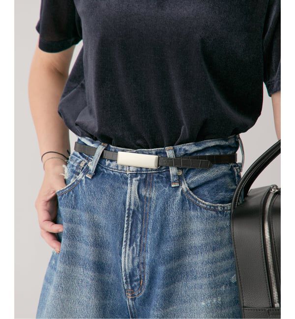 VERMEIL par iena「MAISON CANAU メゾンカナウ Belt クロコ MCLB5B01」|ベルト|ブラック A