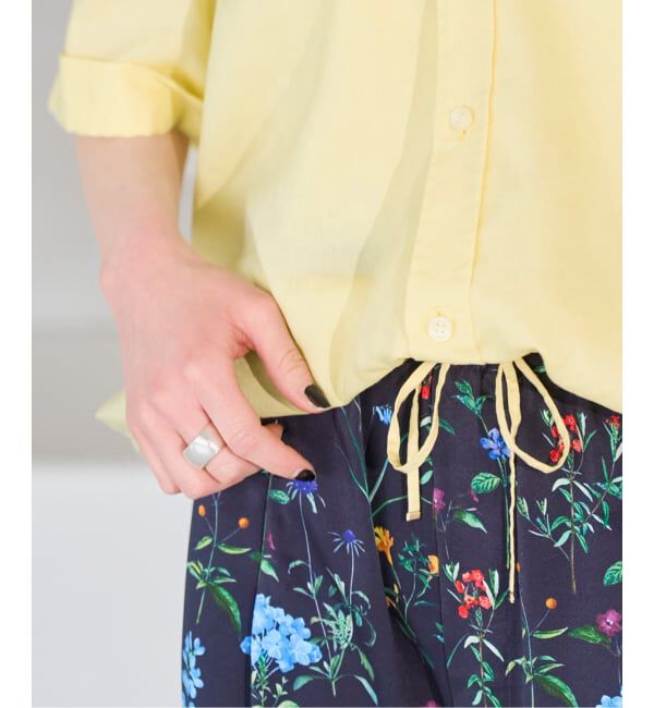 Spick and Span「《予約》リネンブレンドハーフスリーブヘムギャザーシャツ」|シャツ・ブラウス|