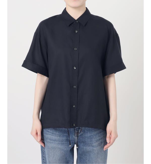 Spick and Span「《予約》リネンブレンドハーフスリーブヘムギャザーシャツ」|シャツ・ブラウス|