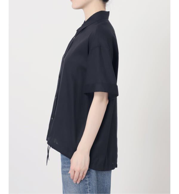 Spick and Span「《予約》リネンブレンドハーフスリーブヘムギャザーシャツ」|シャツ・ブラウス|