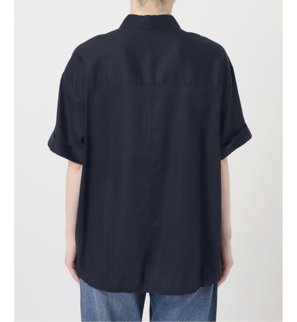 Spick and Span「《予約》リネンブレンドハーフスリーブヘムギャザーシャツ」|シャツ・ブラウス|