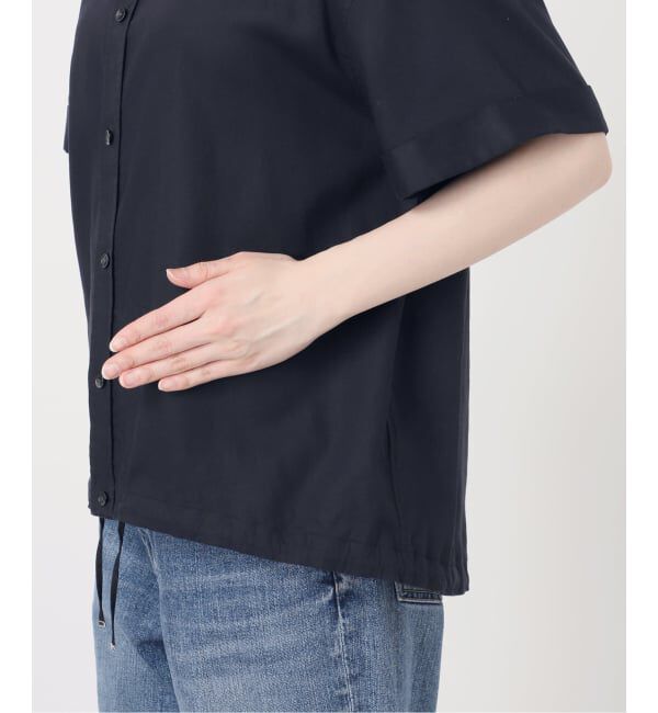 Spick and Span「《予約》リネンブレンドハーフスリーブヘムギャザーシャツ」|シャツ・ブラウス|