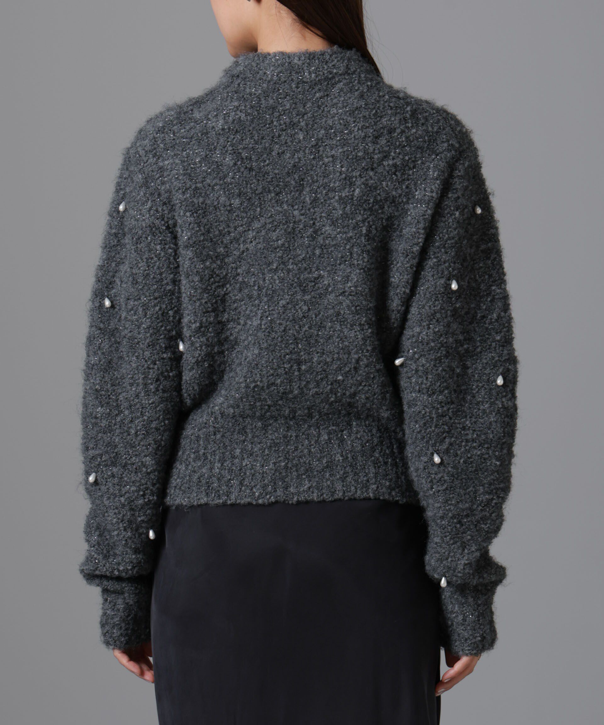 nano･universe「ラメブークレ雫パールニット」|ニット・セーター|