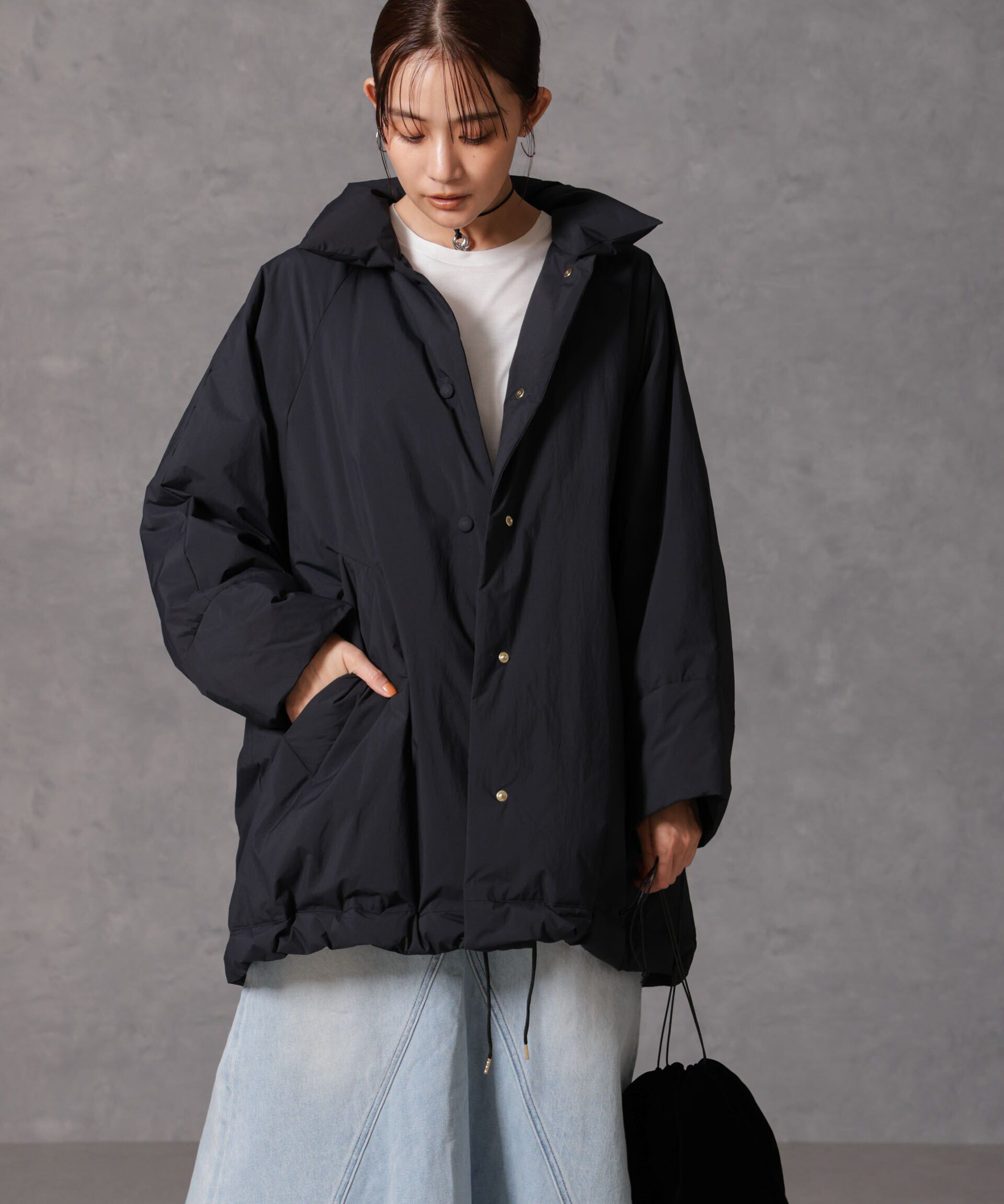 nano･universe「「西川ダウン(R)」ミドル丈バックタックコート」|ダウン|