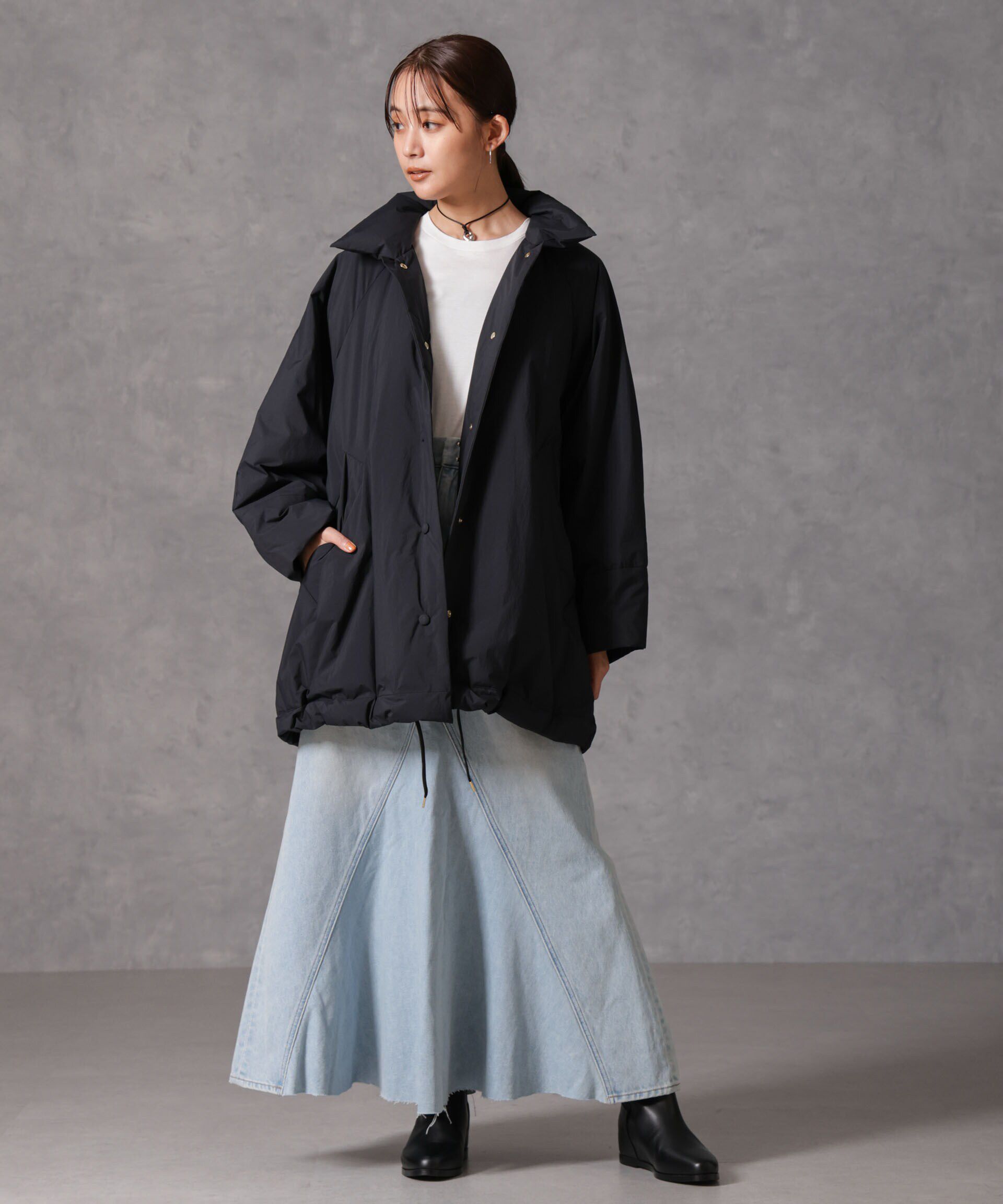 nano･universe「「西川ダウン(R)」ミドル丈バックタックコート」|ダウン|