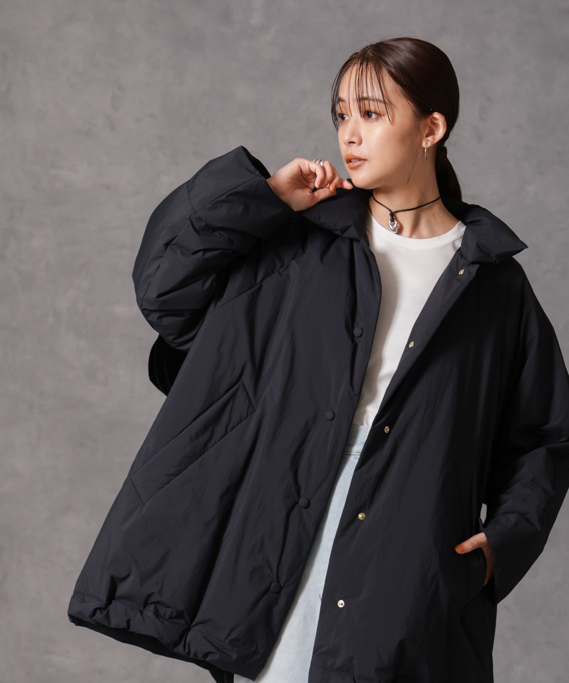 nano･universe「「西川ダウン(R)」ミドル丈バックタックコート」|ダウン|